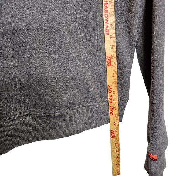 Superdry Vintage Gray Hoodie Red White Logo Drawstring Hood Kangaroo Mens L - Picture 5 of 7